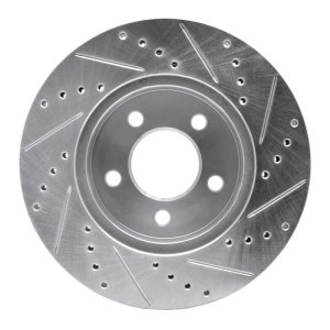 Jeep Liberty Brake Rotor (1) - Front Left - R1 Concepts - Drilled & Slotted - Silver - `02-`07